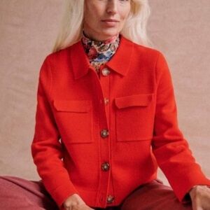 Sezane Betty Red Coral Cardigan